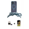 MARSİLYAN™- iPhone 14 Pro Max Kılıf Eksen Özel Seri - Siyah Buffer Cam Ekran Koruyucu + Gümüş Bilvis Titan Kamera Lens