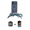 MARSİLYAN™- iPhone 14 Pro Max Kılıf Eksen Özel Seri - Siyah Buffer Hayalet Cam Ekran Koruyucu + Turuncu PVD Metal Kamera Lens