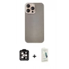 MARSİLYAN™- iPhone 14 Pro Max Kılıf Eksen Prime - Şeffaf Pasifik Cam Ekran Koruyucu + Turuncu PVD Metal Kamera Lens