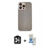 MARSİLYAN™- iPhone 14 Pro Max Kılıf Eksen Prime - Şeffaf Royal Nano Ekran Koruyucu + PVD Metal Kamera Lens - TU