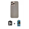 MARSİLYAN™- iPhone 14 Pro Max Kılıf Eksen Prime - Siyah 18D Cam Ekran Koruyucu + PVD Metal Kamera Lens - TU