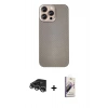 MARSİLYAN™- iPhone 14 Pro Max Kılıf Eksen Prime - Siyah Bilvis 3D Mat Cam Ekran Koruyucu + Raze Metal Kamera Lens - GS