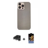 MARSİLYAN™- iPhone 14 Pro Max Kılıf Eksen Prime - Siyah Buffer Hayalet Cam Ekran Koruyucu + Raze Metal Kamera Lens - GS