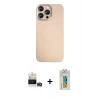 MARSİLYAN™- iPhone 14 Pro Max Kılıf Eksen Prime - Siyah Polymer Nano Ekran Koruyucu + Gold Bilvis Titan Kamera Lens