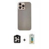 MARSİLYAN™- iPhone 14 Pro Max Kılıf Eksen Prime - Siyah Polymer Nano Ekran Koruyucu + PVD Metal Kamera Lens - TU