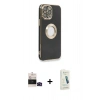 MARSİLYAN™- iPhone 14 Pro Max Kılıf İz Form Serisi - Şeffaf Pasifik Cam Ekran Koruyucu + Bilvis Titan Kamera Lens - SH
