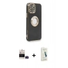 MARSİLYAN™- iPhone 14 Pro Max Kılıf İz Form Serisi - Şeffaf Pasifik Cam Ekran Koruyucu + Derin Mor Bilvis Titan Kamera Lens