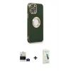 MARSİLYAN™- iPhone 14 Pro Max Kılıf İz Form Serisi - Şeffaf Pasifik Cam Ekran Koruyucu + Derin Mor Bilvis Titan Kamera Lens