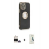 MARSİLYAN™- iPhone 14 Pro Max Kılıf İz Form Serisi - Şeffaf Pasifik Cam Ekran Koruyucu + Bilvis Titan Kamera Lens - GS