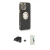 MARSİLYAN™- iPhone 14 Pro Max Kılıf İz Form Serisi - Şeffaf Pasifik Cam Ekran Koruyucu + Raze Metal Kamera Lens - GS