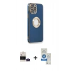 MARSİLYAN™- iPhone 14 Pro Max Kılıf İz Form Serisi - Şeffaf Royal Nano Ekran Koruyucu + Derin Mor Bilvis Titan Kamera Lens