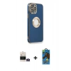 MARSİLYAN™- iPhone 14 Pro Max Kılıf İz Form Serisi - Siyah 18D Cam Ekran Koruyucu + Bilvis Titan Kamera Lens - GD