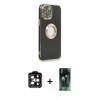 MARSİLYAN™- iPhone 14 Pro Max Kılıf İz Form Serisi - Siyah 360 Mat Full Body Arka Koruyucu + PVD Metal Kamera Lens - TU