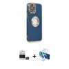 MARSİLYAN™- iPhone 14 Pro Max Kılıf İz Form Serisi - Siyah 3D Antistatik Cam Ekran Koruyucu + Bilvis Titan Kamera Lens - GS