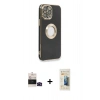 MARSİLYAN™- iPhone 14 Pro Max Kılıf İz Form Serisi - Siyah 6D Mat Seramik Hayalet Nano Ekran Koruyucu + Bilvis Titan Kamera Lens - SH
