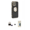 MARSİLYAN™- iPhone 14 Pro Max Kılıf İz Form Serisi - Siyah 6D Mat Seramik Hayalet Nano Ekran Koruyucu + Bilvis Titan Kamera Lens - GS