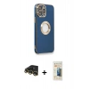 MARSİLYAN™- iPhone 14 Pro Max Kılıf İz Form Serisi - Siyah 6D Mat Seramik Hayalet Nano Ekran Koruyucu + Raze Metal Kamera Lens - GD