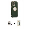 MARSİLYAN™- iPhone 14 Pro Max Kılıf İz Form Serisi - Siyah 6D Mat Seramik Hayalet Nano Ekran Koruyucu + Gold Bilvis Titan Kamera Lens