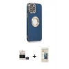 MARSİLYAN™- iPhone 14 Pro Max Kılıf İz Form Serisi - Siyah 6D Mat Seramik Hayalet Nano Ekran Koruyucu + Gold Bilvis Titan Kamera Lens