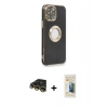 MARSİLYAN™- iPhone 14 Pro Max Kılıf İz Form Serisi - Siyah 6D Mat Seramik Hayalet Nano Ekran Koruyucu + Raze Metal Kamera Lens - GD