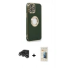 MARSİLYAN™- iPhone 14 Pro Max Kılıf İz Form Serisi - Siyah 6D Mat Seramik Hayalet Nano Ekran Koruyucu + Gümüş Raze Metal Kamera Lens