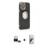 MARSİLYAN™- iPhone 14 Pro Max Kılıf İz Form Serisi - Siyah Bilvis 3D Mat Cam Ekran Koruyucu + Bilvis Titan Kamera Lens - GS