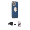 MARSİLYAN™- iPhone 14 Pro Max Kılıf İz Form Serisi - Siyah Bilvis 3D Mat Cam Ekran Koruyucu + Raze Metal Kamera Lens - GS