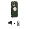 MARSİLYAN™- iPhone 14 Pro Max Kılıf İz Form Serisi - Siyah Bilvis 3D Mat Cam Ekran Koruyucu + Raze Metal Kamera Lens - GS