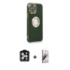 MARSİLYAN™- iPhone 14 Pro Max Kılıf İz Form Serisi - Siyah Bilvis 3D Mat Cam Ekran Koruyucu + PVD Metal Kamera Lens - TU