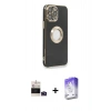 MARSİLYAN™- iPhone 14 Pro Max Kılıf İz Form Serisi - Siyah Bilvis 5in1 3D Magic Cam Ekran Koruyucu + Bilvis Titan Kamera Lens - DNMR
