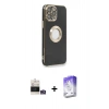 MARSİLYAN™- iPhone 14 Pro Max Kılıf İz Form Serisi - Siyah Bilvis 5in1 3D Magic Cam Ekran Koruyucu + Bilvis Titan Kamera Lens - GS