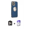 MARSİLYAN™- iPhone 14 Pro Max Kılıf İz Form Serisi - Siyah Bilvis 5in1 3D Magic Cam Ekran Koruyucu + PVD Metal Kamera Lens - TU