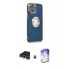 MARSİLYAN™- iPhone 14 Pro Max Kılıf İz Form Serisi - Siyah Bilvis 5in1 3D Magic Cam Ekran Koruyucu + Raze Metal Kamera Lens - GS