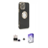 MARSİLYAN™- iPhone 14 Pro Max Kılıf İz Form Serisi - Siyah Bilvis 5in1 3D Magic Cam Ekran Koruyucu + Bilvis Titan Kamera Lens - SH