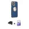 MARSİLYAN™- iPhone 14 Pro Max Kılıf İz Form Serisi - Siyah Bilvis 5in1 5D Magic Hayalet Cam Ekran Koruyucu + Raze Metal Kamera Lens - GS