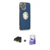 MARSİLYAN™- iPhone 14 Pro Max Kılıf İz Form Serisi - Siyah Bilvis 5in1 5D Magic Hayalet Cam Ekran Koruyucu + Raze Metal Kamera Lens - GD