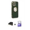MARSİLYAN™- iPhone 14 Pro Max Kılıf İz Form Serisi - Siyah Bilvis 5in1 5D Magic Hayalet Cam Ekran Koruyucu + Raze Metal Kamera Lens - GD