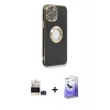 MARSİLYAN™- iPhone 14 Pro Max Kılıf İz Form Serisi - Siyah Bilvis 5in1 5D Magic Hayalet Cam Ekran Koruyucu + Bilvis Titan Kamera Lens - DNMR