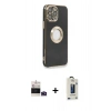 MARSİLYAN™- iPhone 14 Pro Max Kılıf İz Form Serisi - Siyah Bilvis Hayalet Cam Ekran Koruyucu + Derin Mor Bilvis Titan Kamera Lens