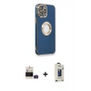 MARSİLYAN™- iPhone 14 Pro Max Kılıf İz Form Serisi - Siyah Bilvis Hayalet Cam Ekran Koruyucu + Derin Mor Bilvis Titan Kamera Lens