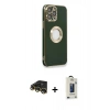 MARSİLYAN™- iPhone 14 Pro Max Kılıf İz Form Serisi - Siyah Bilvis Hayalet Cam Ekran Koruyucu + Raze Metal Kamera Lens - GD