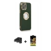 MARSİLYAN™- iPhone 14 Pro Max Kılıf İz Form Serisi - Siyah Buffer Cam Ekran Koruyucu + Raze Metal Kamera Lens - GS