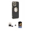 MARSİLYAN™- iPhone 14 Pro Max Kılıf İz Form Serisi - Siyah Buffer Hayalet Cam Ekran Koruyucu + Bilvis Titan Kamera Lens - GS