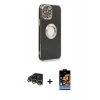 MARSİLYAN™- iPhone 14 Pro Max Kılıf İz Form Serisi - Siyah Buffer Hayalet Cam Ekran Koruyucu + Raze Metal Kamera Lens - GD