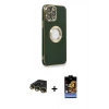 MARSİLYAN™- iPhone 14 Pro Max Kılıf İz Form Serisi - Siyah Buffer Hayalet Cam Ekran Koruyucu + Raze Metal Kamera Lens - GD