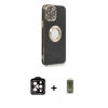 MARSİLYAN™- iPhone 14 Pro Max Kılıf İz Form Serisi - Siyah Joko Magic 5D Hayalet Cam + PVD Metal Kamera Lens - TU
