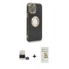MARSİLYAN™- iPhone 14 Pro Max Kılıf İz Form Serisi - Siyah Mat Seramik Nano Ekran Koruyucu + Bilvis Titan Kamera Lens - GS