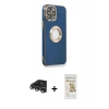 MARSİLYAN™- iPhone 14 Pro Max Kılıf İz Form Serisi - Siyah Mat Seramik Nano Ekran Koruyucu + Gümüş Raze Metal Kamera Lens