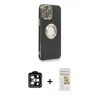 MARSİLYAN™- iPhone 14 Pro Max Kılıf İz Form Serisi - Siyah Mat Seramik Nano Ekran Koruyucu + PVD Metal Kamera Lens - TU