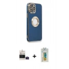 MARSİLYAN™- iPhone 14 Pro Max Kılıf İz Form Serisi - Siyah Polymer Nano Ekran Koruyucu + Bilvis Titan Kamera Lens - SH